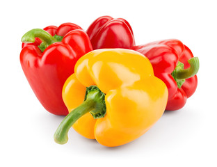 Peppers. Paprika. Bell peppers isolated on white. With clipping path. Full depth of field.