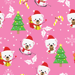 snow bear,santa claus,unicorn Christmas seamless pattern,winter,happy new year