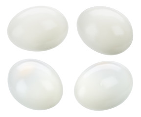 Egg. Peeled boiled egg isolated. With clipping path. Collection.