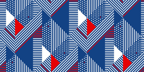 Blue and white stripes geometric seamless pattern.