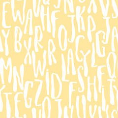 Yellow light seamless pattern with abc or alphabet.