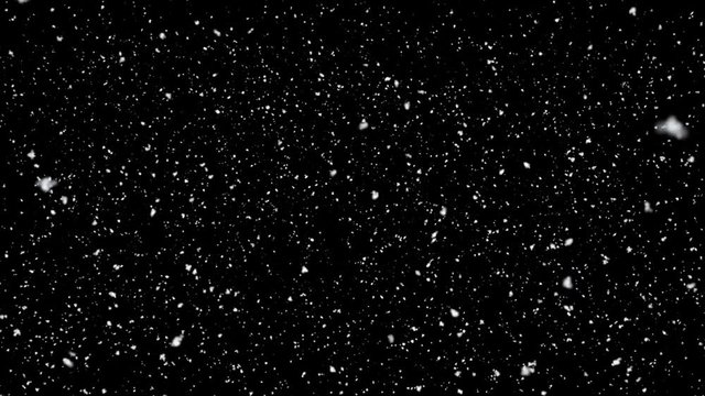White Snow Falling Towards Cam Loopable Overlay Element V2