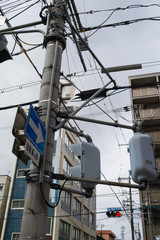 transformer on background of cloudy sky