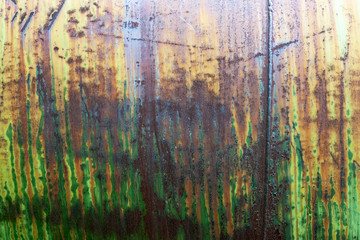 abstract grunge background, painted with green paint, in corrosion