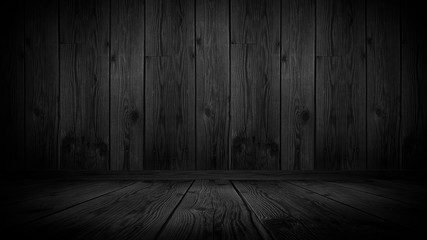 Wooden empty background, dark empty room.