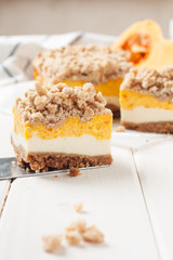 Handmade pumpkin layered cake. 