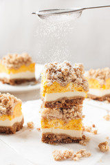 New Year's pumpkin pie with icing sugar