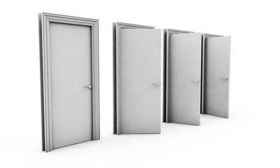 3d rendering of a door standing free on a white floor