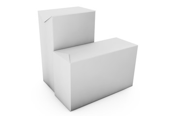 White cube on wall studio background. 3d rendering