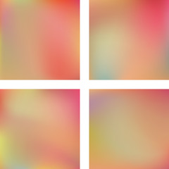 Fototapeta premium Set with abstract blurred backgrounds. Vector illustration. Modern geometrical backdrop. Abstract template. Orange, beige, green, yellow colors.