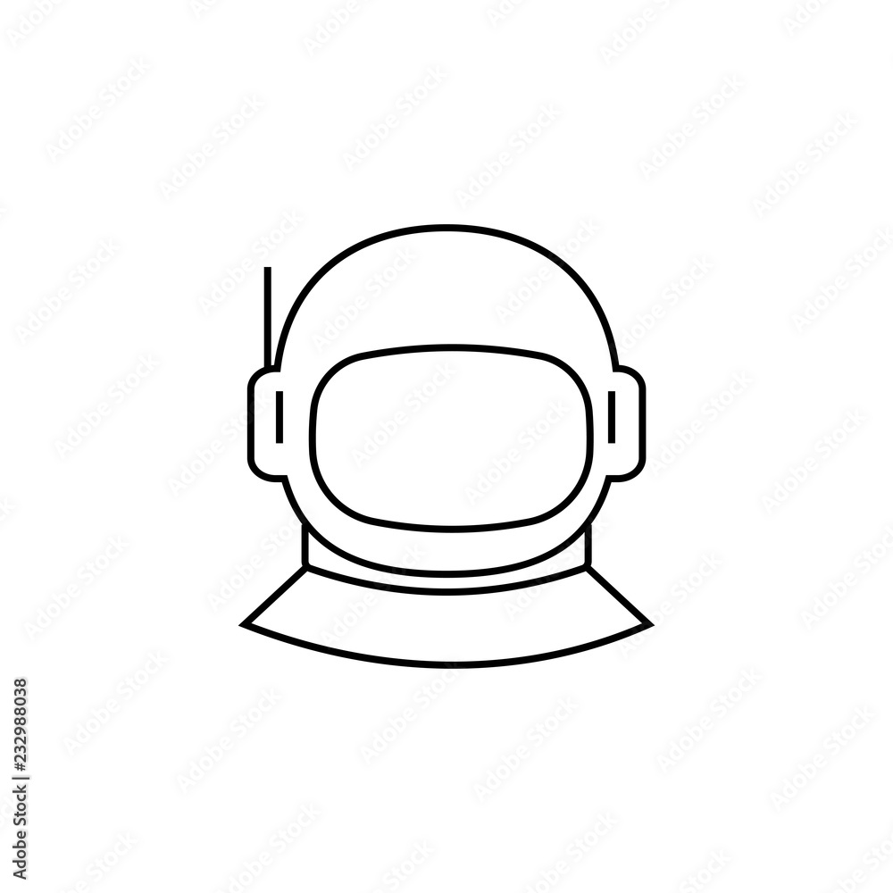 Poster astronaut spacesuit with helmet outline icon. linear style sign for mobile concept and web design. s