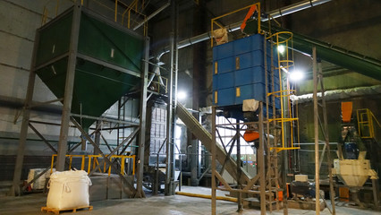 Shop plant for the production of pellets from biomass .Biofuel.