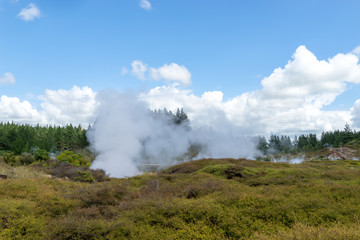 landscape with volcanic steams