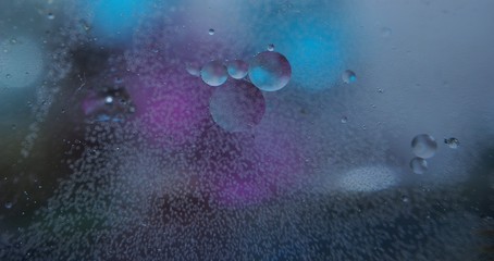 Abstract photography. Multi-colored circles. Drop of oil.