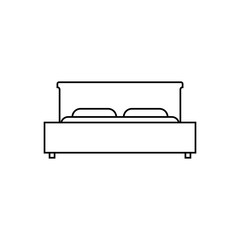 Double bed line icon, Furniture and interior element, vector graphics, a linear pattern on a white background, eps 10.