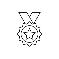 Award medal outline icon. linear style sign for mobile concept and web design. Medal on ribbon simple line vector icon. Symbol, logo illustration.