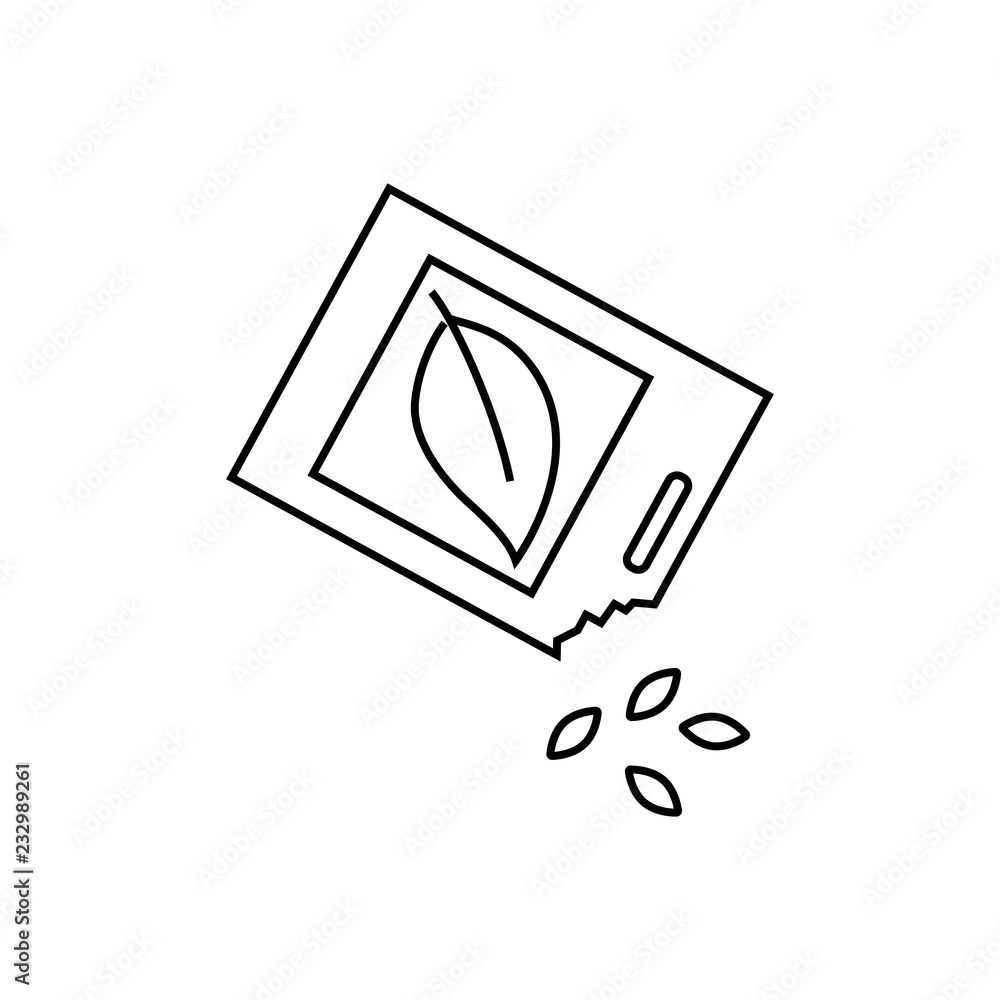 Poster seeds pack outline icon. linear style sign for mobile concept and web design. package of seeds simpl