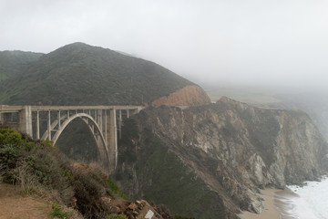 Epic bridge over the river on the pacific coast