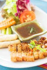 Fried pork and spicy sauce, Thai cuisine