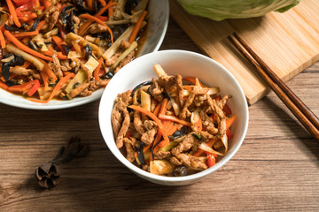 Chinese traditional food, Stir-fried Pork Strips in Fish Sauce