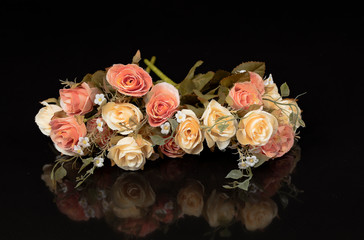 Decoration vintage flower on black background