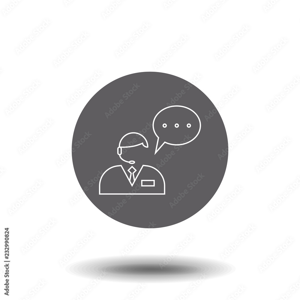 Poster call center icon vector.trendy flat ui sign design. thin linear graphic pictogram for web site, mobi