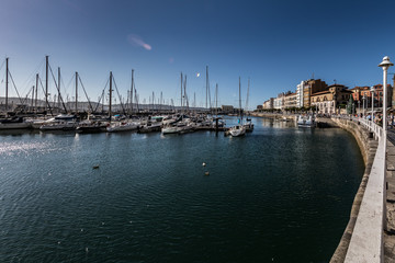 Boats in Gijon harbour. Asturias (Spain)
