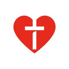 Obraz premium Heart with cross church logo template