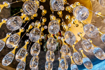 Elegant luxury chandelier in a luxury restaurant. Chrystal chandelier