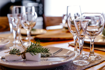 Table served for Christmas dinner, new year 2019