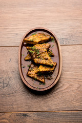 Patodi Rassa Bhaji or patwadi Sabji, a popular Maharashtrian spicy recipe served with Chapati and salad. Selective focus
