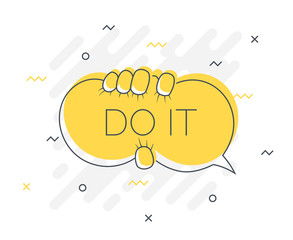 Quick Tips badge with DO IT speech bubble. Trendy flat vector on yellow background. Vector Illustration.