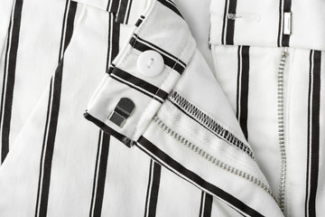 Black and white striped cotton fabric. The texture of cotton fabric.
