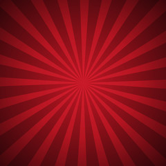 Abstract sunbeams background. Bright sunbeams on red background. Vector illustration. Abstract bright background