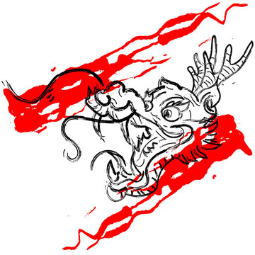 Dragon_asian_trash polka_tattoo_template