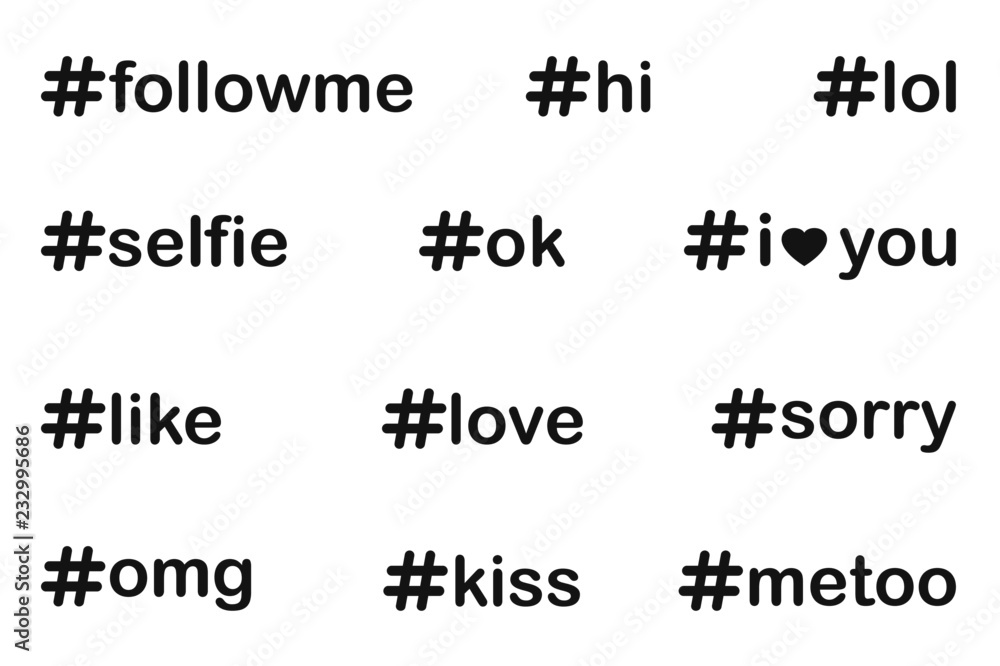 Poster various hashtags for user interface and web design