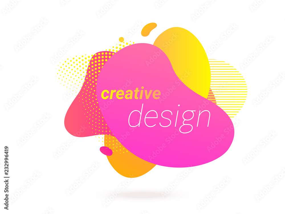 Poster color liquid gradient, abstract fluid color splash shape design. vector trendy modern halftone patte