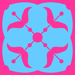 Royal heraldic ornament, pink and blue, seamless pattern, wallpaper background.