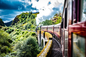 Glenfinnan Railway Viaduct with train