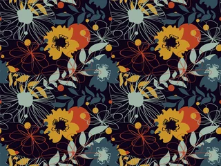 Fotobehang Abstract elegance seamless pattern. Vintage floral background, vector.  © scifilullaby