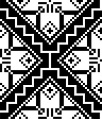 Black and white large scale vector seamless pattern geometric ornament