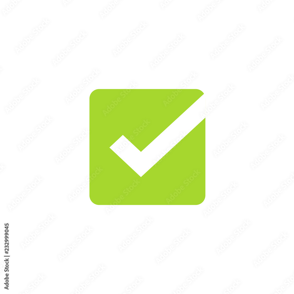 Poster checkbox icon check mark tick logo vector symbol, checkmark vote poll confirmation checkbox green sq