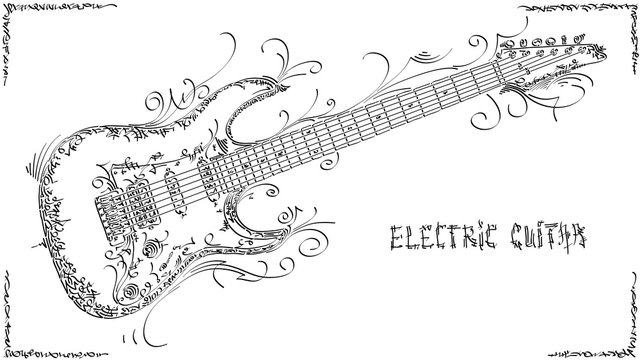 Vector illustration drawing of electric guitar.