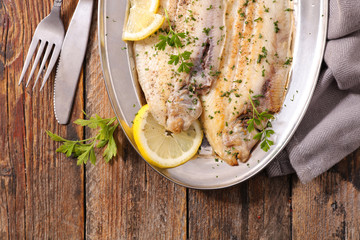 grilled fish and lemon
