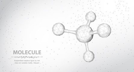 Molecule. Abstract futuristic wireframe 3d micro molecule structure with sphere. - obrazy, fototapety, plakaty