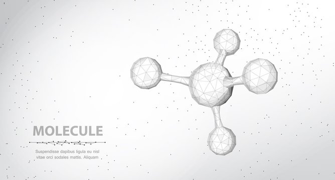 Molecule. Abstract futuristic wireframe 3d micro molecule structure with sphere.