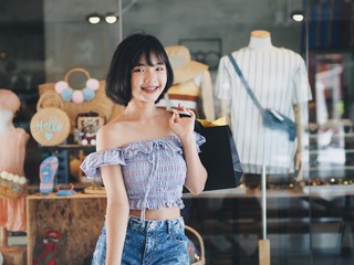 young woman in shop