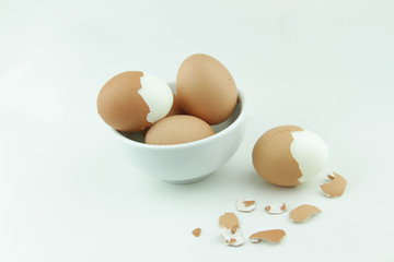 boiled egg on white background