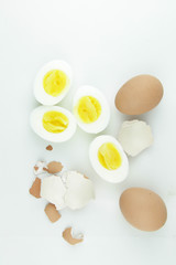 boiled egg on white background
