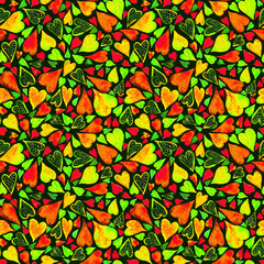 Watercolor seamless pattern with heart. Bright background.